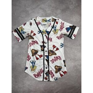 Bratz Shirt Womens Small White Button‎ Up Baseball Jersey Cartoon Graphic MGA